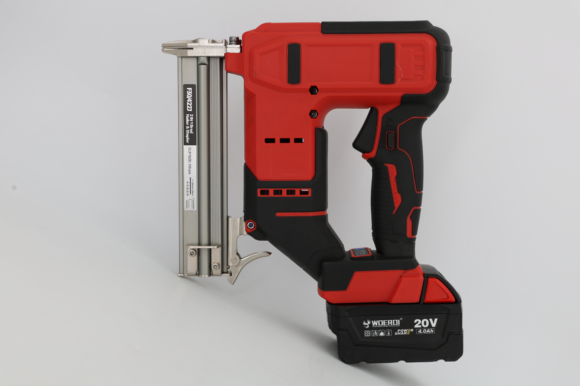 WOERDI 1013ING-01 20V brushless 2-in-1 brad nailer and stapler