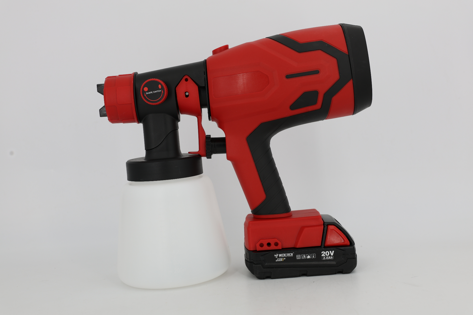 WOERDI 1022SM-01 20V cordless HVLP spray machine with paint container and 20V battery